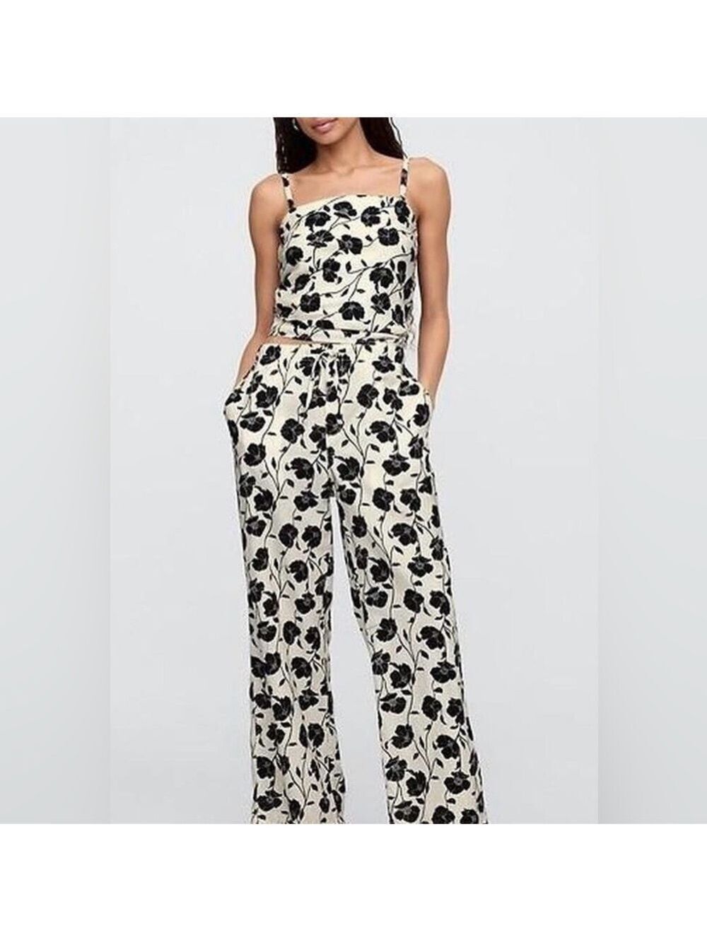 Gap Mid-Rise Linen-Blend Pull-On Wide-Leg Pants Beachy BoHo Hawaiian Vacation